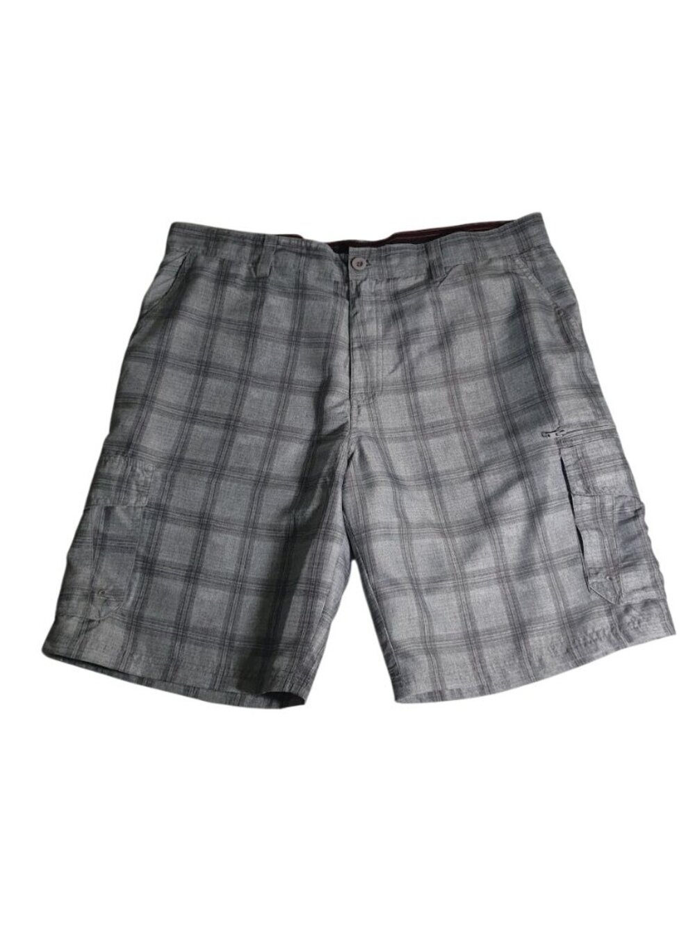 Burnside Mens Plaid Cargo Shorts Gray Size 38 Golf Casual Walking Sport Active